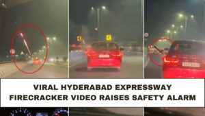 Viral Hyderabad Expressway Firecracker Video Raises Safety Alarm