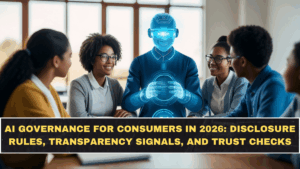 AI Governance for Consumers in 2026: Disclosure Rules, Transparency Signals, and Trust Checks